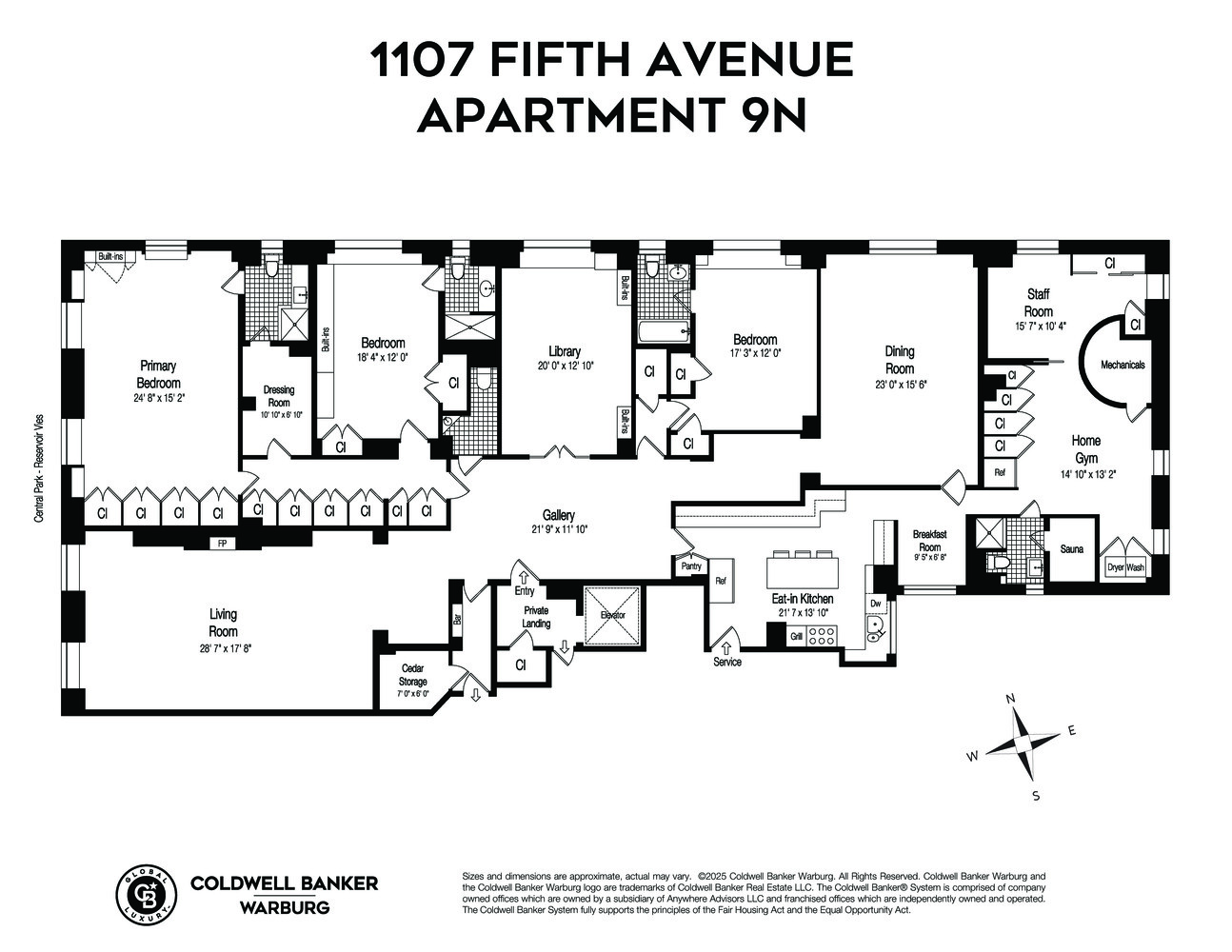 1107 Fifth Avenue 9N Carnegie Hill New York NY 10128